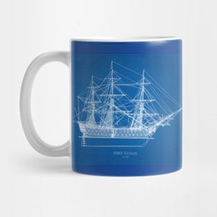 HMS Victory ship plans. 18th century Lord Nelson ship Mug